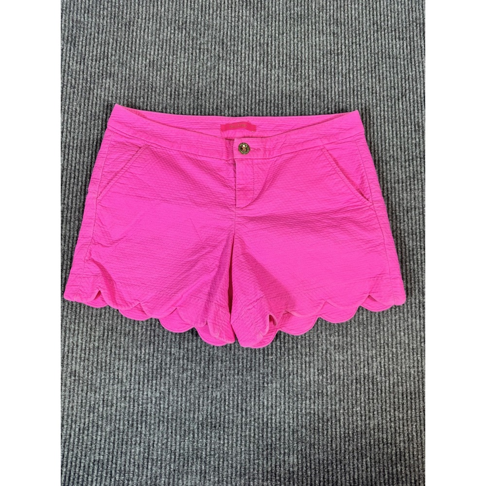 Lilly Pulitzer Neon Pink Scalloped Hem Bermuda Shorts